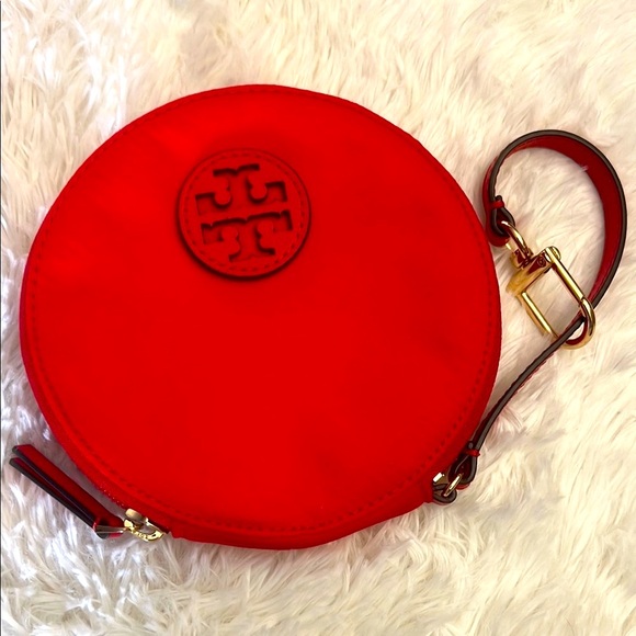 Tory Burch Handbags - Tory Burch Red Nylon/Leather Round Wristlet